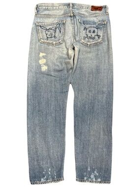 Vintage Citizens of Humanity Distressed Embroidered Skull Selvedge Jeans